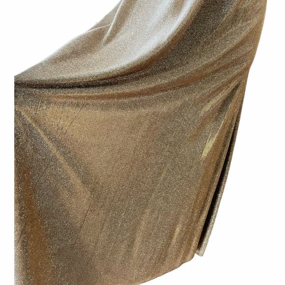 ADDISON EVENING Gold Gown Glitter Metallic Dress Sleeveless V-Neck Formal 8 NWT - Picture 9 of 15